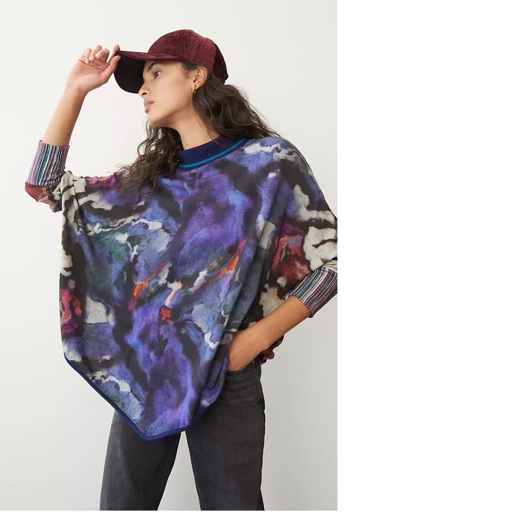 new Anthropologie Kavita Poncho Sweater - Picture 2 of 7
